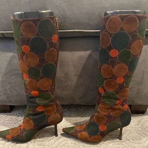 Multicolor suede Jimmy Choo knee high boots